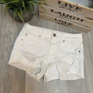American Eagle Hi-Rise Shortie Distressed Shorts